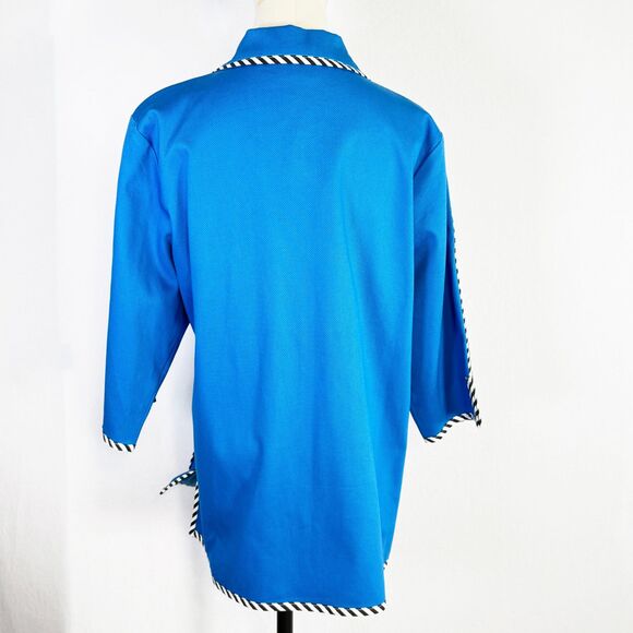 Bob Mackie | NWT | Wearable Art | Blue with Flower Bouquet in Pocket | Sz L - Picture 2 of 10